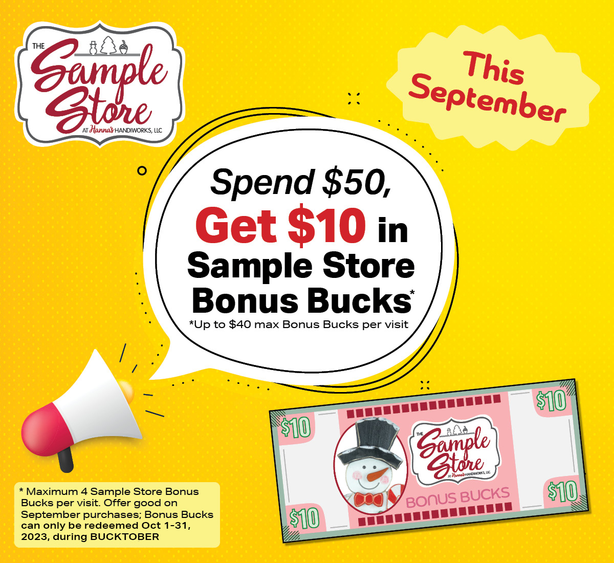 September Bonus Bucks are Coming to Our Sample Store Hanna's