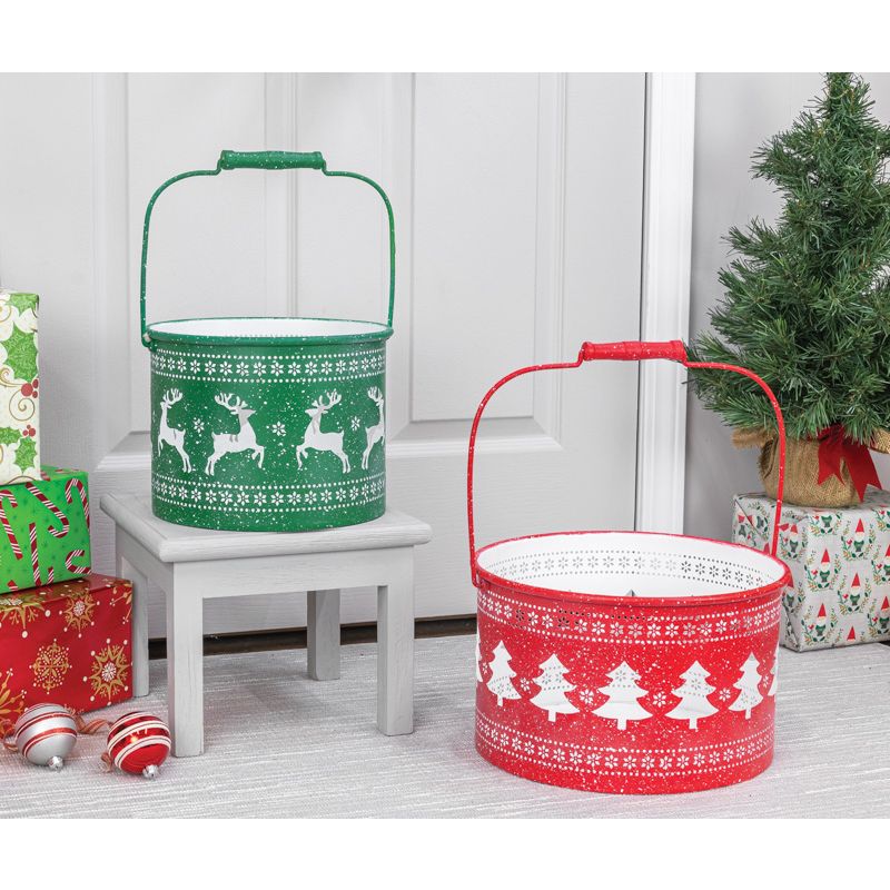 Christmas Deer Tree Basket 2 Piece Set Hanna's Handiworks