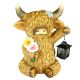 Spring Flowers Highland Cow with Tealight Lantern